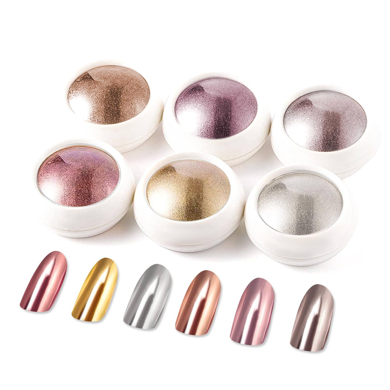 Gold Chrome Nail Powder BISHENGYF -【Metallic Mirror Glitter Effect】 Holographic Metallic Copper Chrome Nail Powder for Nails Rose Gold Nail Chrome Powder for Nails Art DIY Decoration