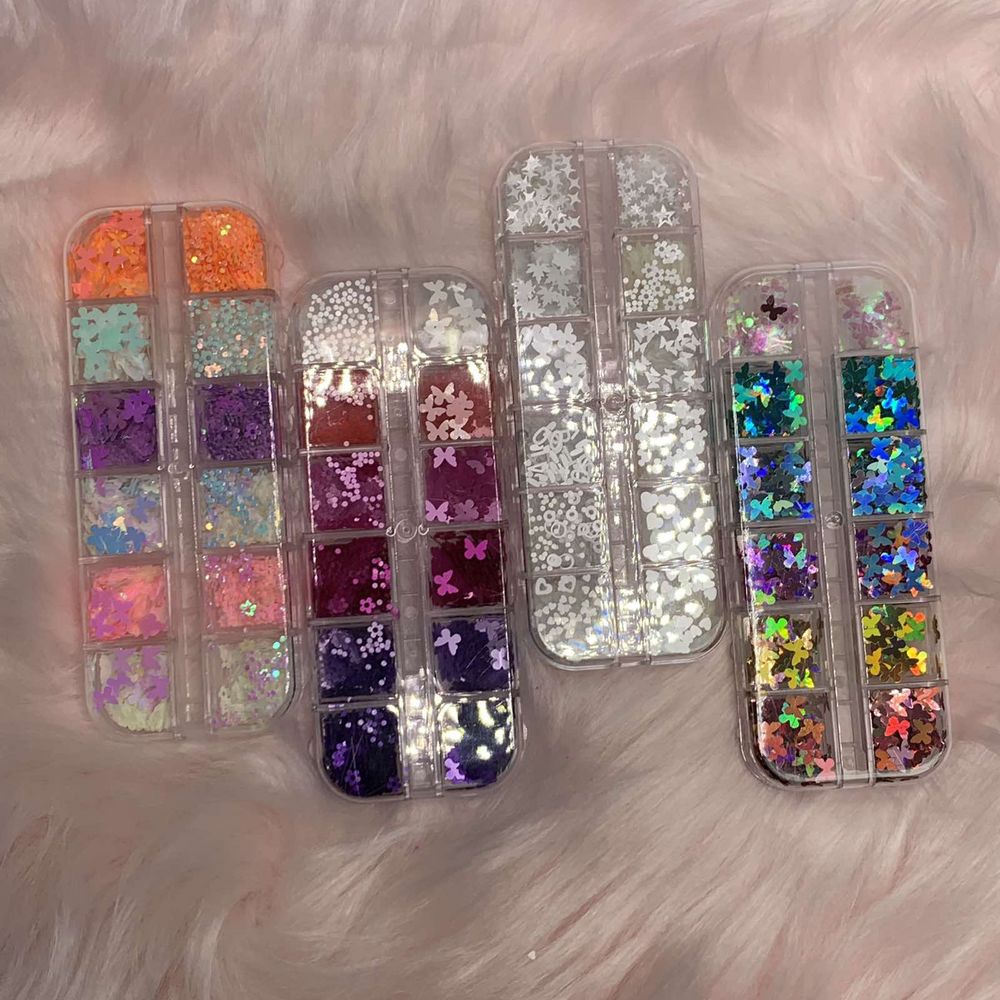 holographic butterfly nail sequins pack - 2