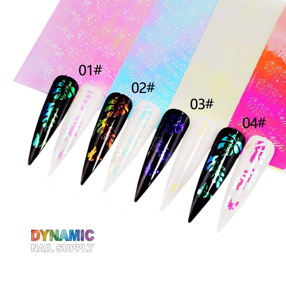 holographic leaf nail stickers set - 3