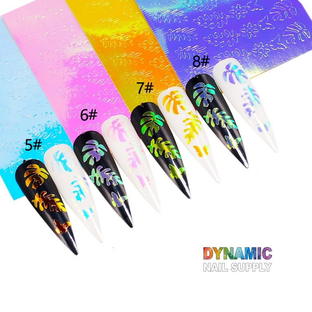 holographic leaf nail stickers set - 4