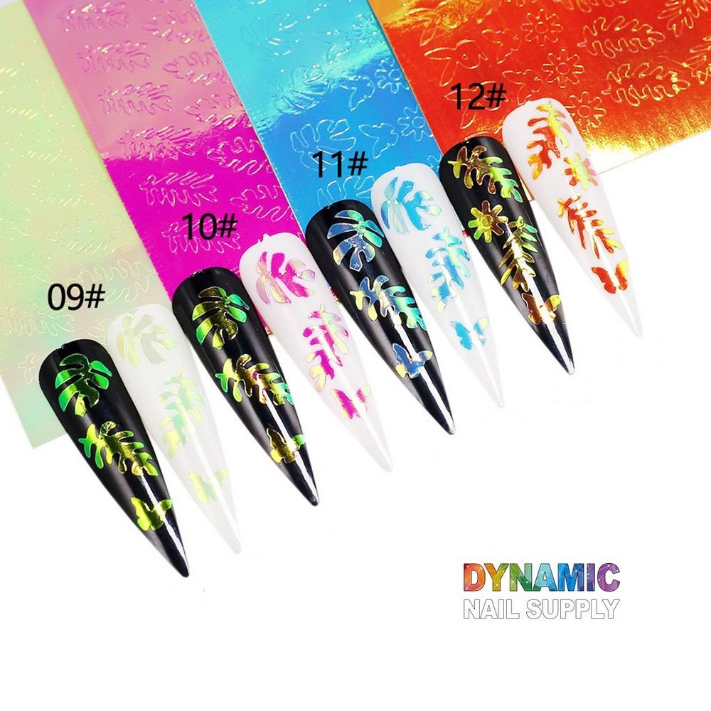 holographic leaf nail stickers set - 5