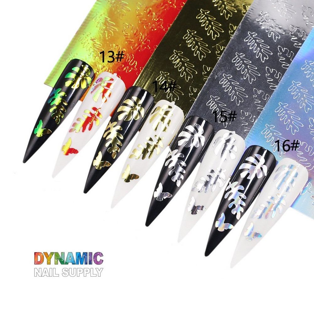 holographic leaf nail stickers set - 6